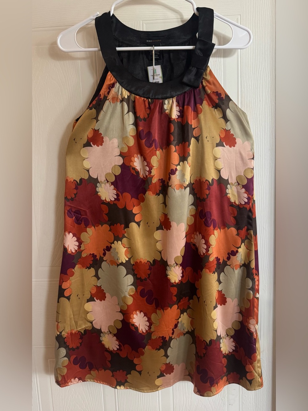 BCBGMAXAZRIA Floral Halter Shift Mini Dress S Excellent Condition